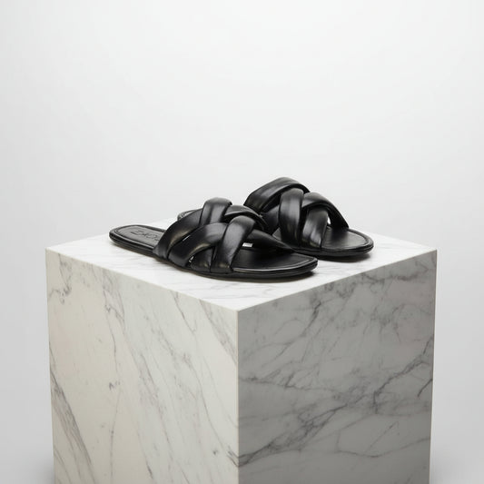 schwarze Barfußsandalen zum Reinschlüpfen für Damen