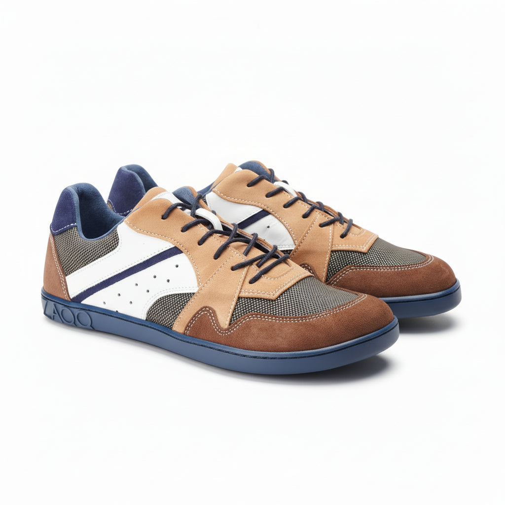 coole Barfußschuhe mehrfarbig braun, blau weiß